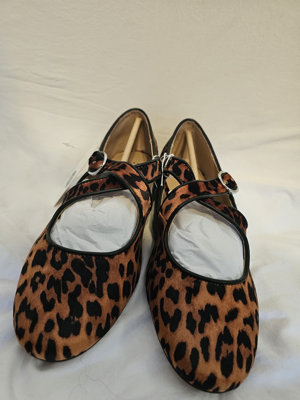 Leopard Print Mary Jane Flats - Brown & Black